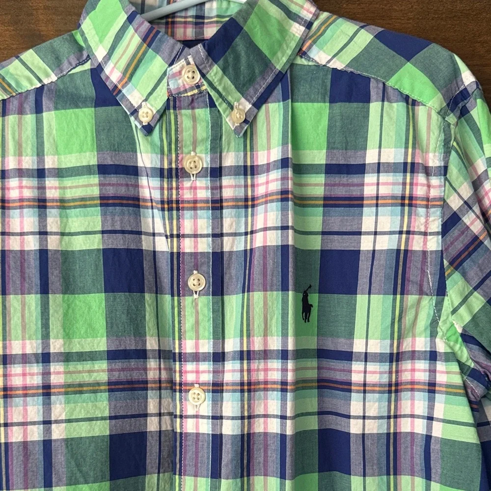 Ralph Lauren Green and Blue Plaid Shirt excellent shape button down